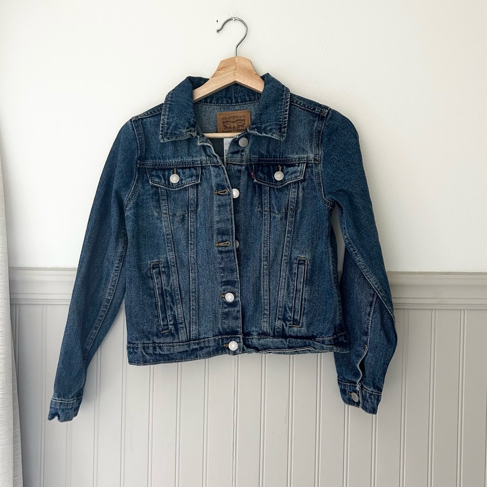 Levi's Girls Large 12-13 Years Medium Wash Blue Jean Jacket Red Tab